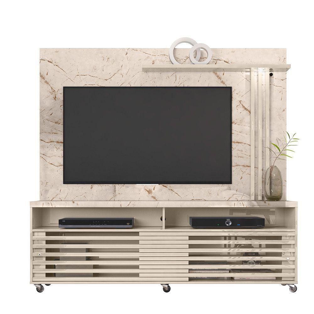 Rack Com Painel Hanna Tv Até 50 Calacata Off White Qualé Qualé