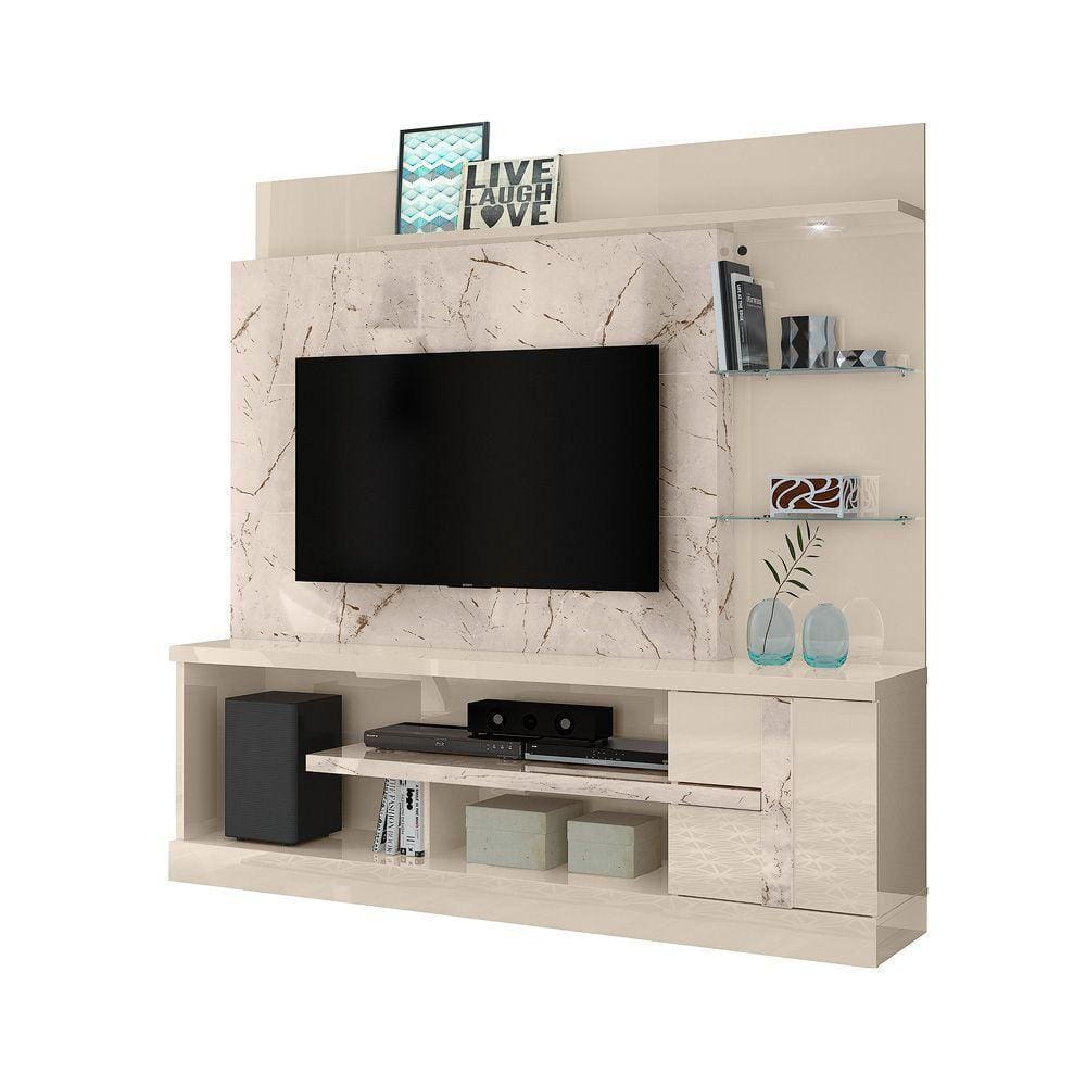 Estante Home Cris Tv Até 55 Calacata Off White Qualé Qualé