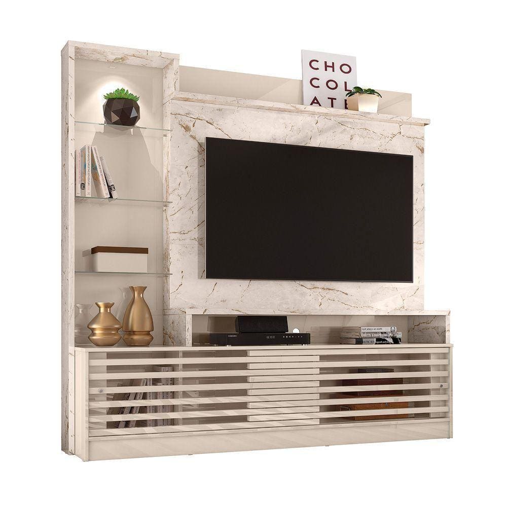 Estante Home Imperio Tv Até 55 Calacata Off White Qualé Qualé