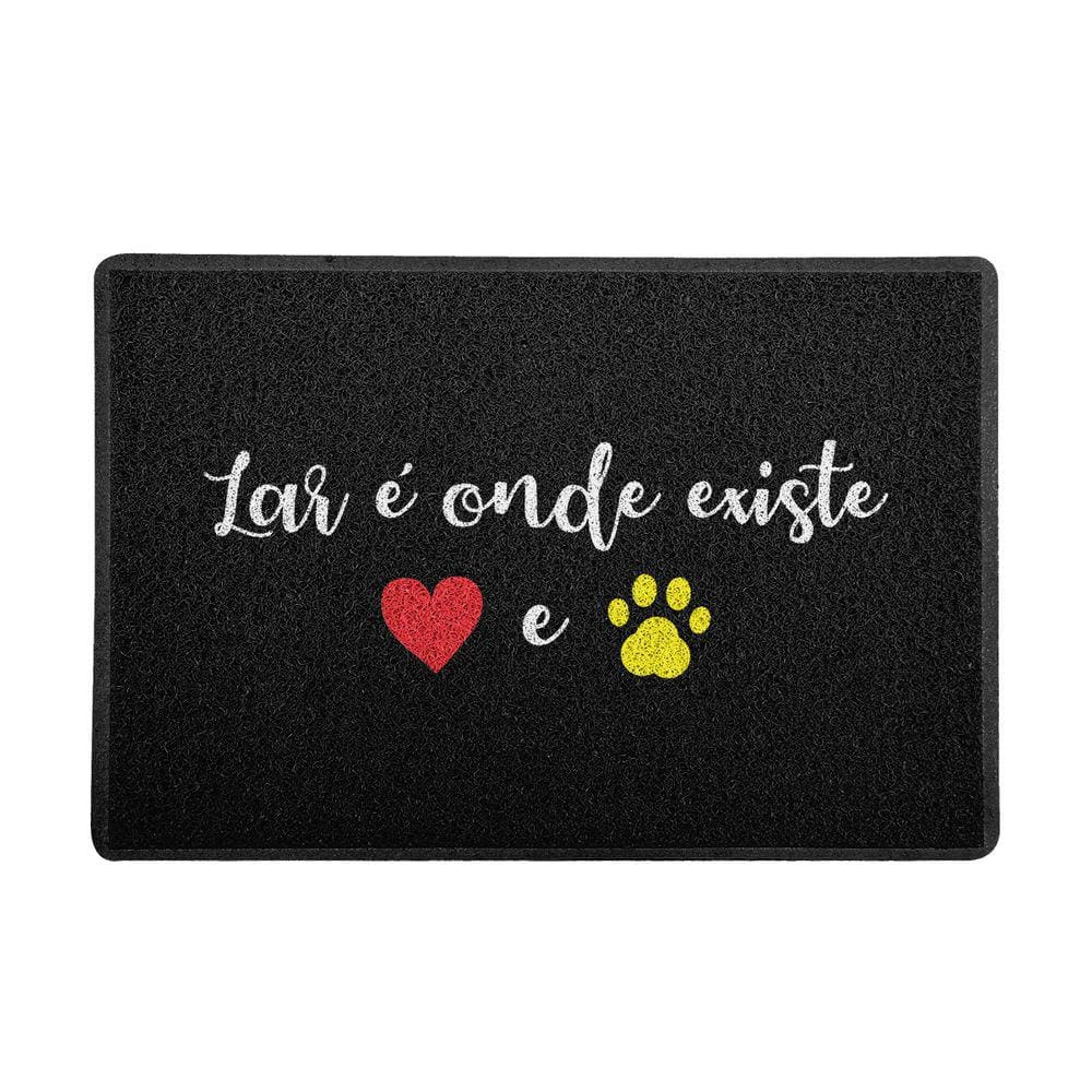 Capacho 60x40cm - Lar é Onde Existe Amor e Pet (Preto)