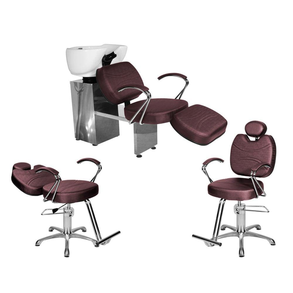 Kit Salão Topázio 1 Fixa + 1 Recl Base Estrela + Lavatório C/Ap Vinho