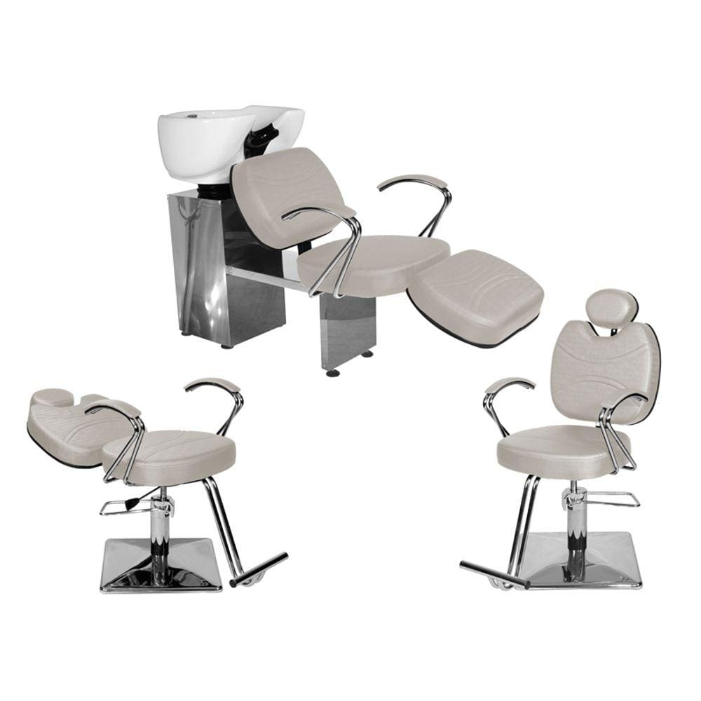 Kit Salão Topázio 1 Fixa + 1 Recl Base Quadrada + Lavatório C/Ap BrancoFac