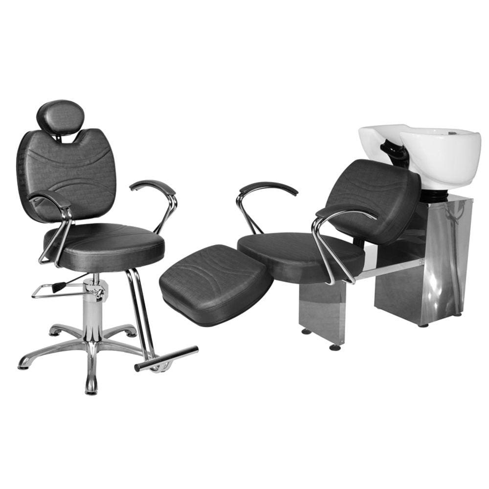 Kit Salão Topázio Cadeira Recl Base Estrela + Lavatório C/Ap Preto Facto