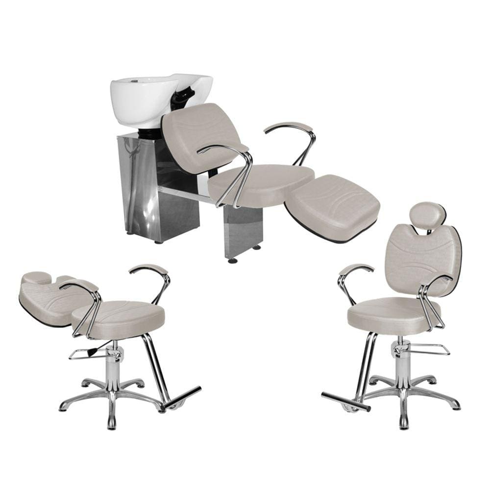 Kit Salão Topázio 1 Fixa + 1 Recl Base Estrela + Lavatório C/Ap BrancoFac