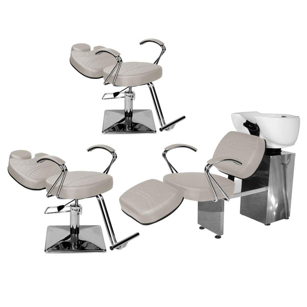 Kit Salão Topázio 2 Cadeiras Recl Base Quadrada + Lavatório C/Ap BrancoFacto