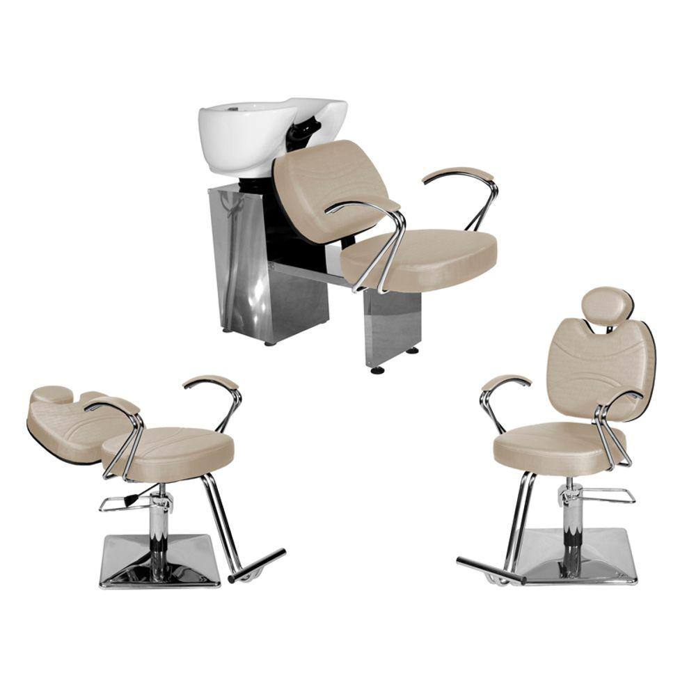 Kit Salão Topázio 1 Cad Fixa + 1 Recl Base Quadrada + Lavatório BrancoPér
