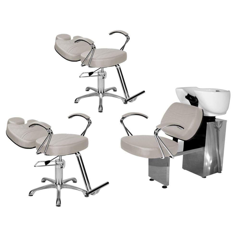 Kit Salão Topázio 2 Cadeiras Recl Base Estrela + Lavatório Branco Facto