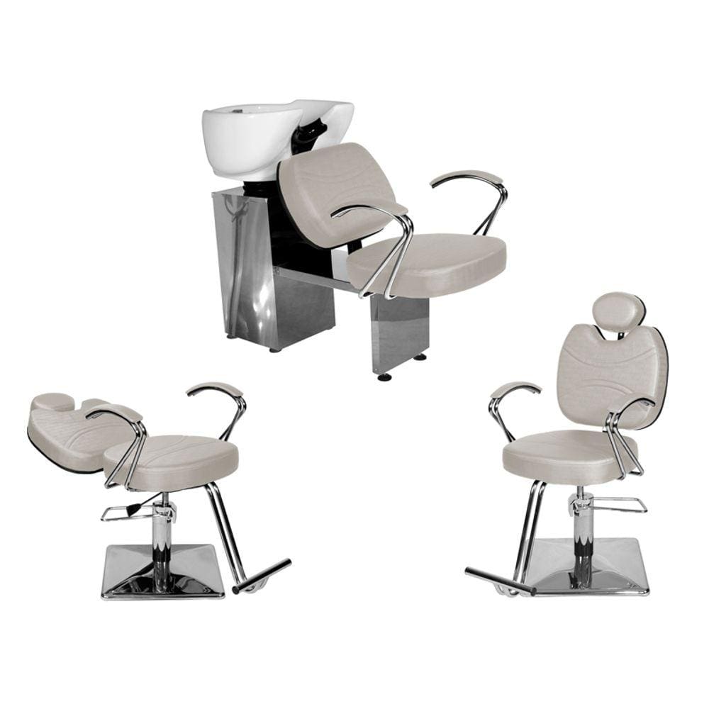 Kit Salão Topázio 1 Cad Fixa + 1 Recl Base Quadrada + Lavatório BrancoFact