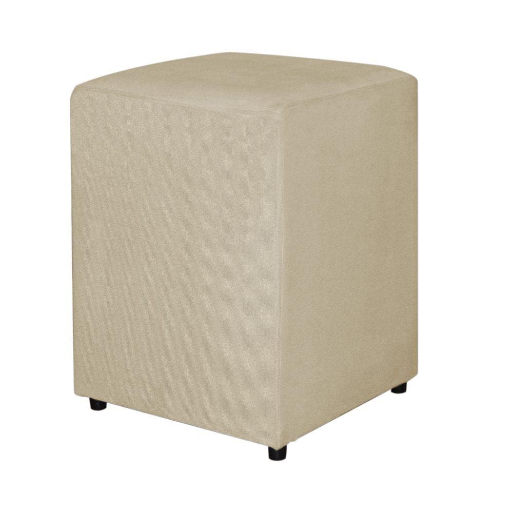 Puff Quadrado Decorativo Para Escritório Veludo Bege - Vallisa Decor
