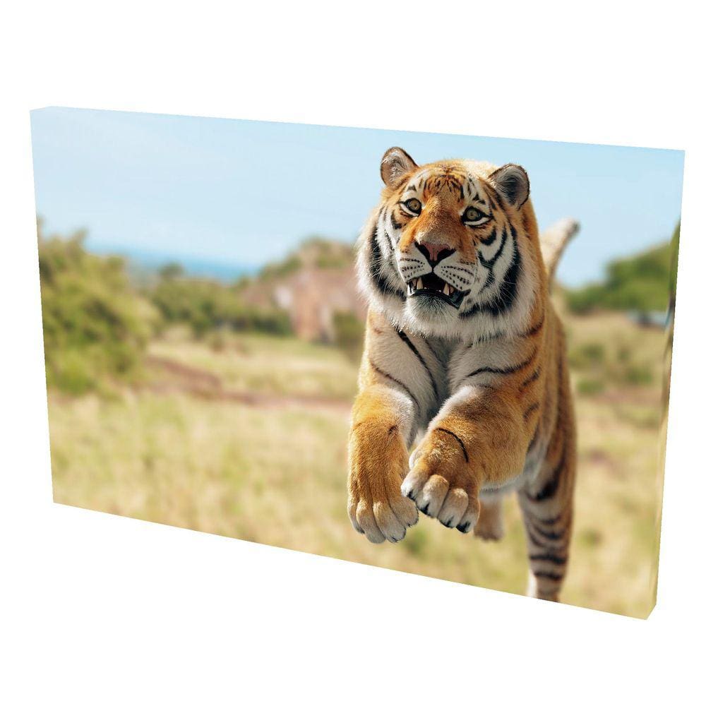 Quadro Decorativo em Tela com Borda Infinita Tigre Correndo