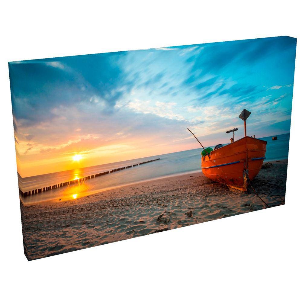 Quadro Decorativo- Tela Borda Infinita Pôr do Sol na Praia