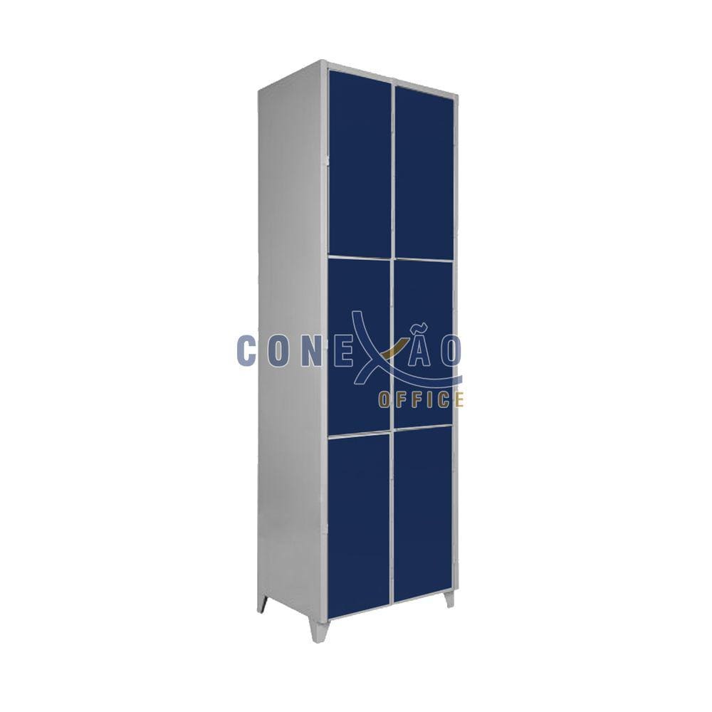 Armário Roupeiro De Aço Vestiário Academia 6 Portas Azul Del Rey