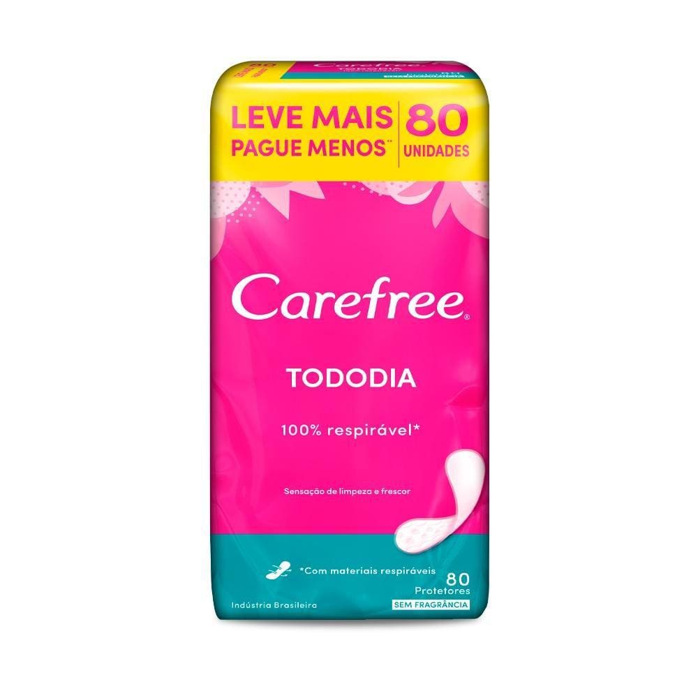 Protetor Diário Carefree Todo Dia sem Perfume Leve 80 Pague 60 Unidades