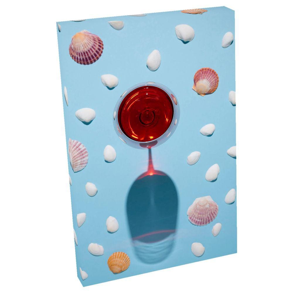 Quadro Decorativo em Tela com Borda Infinita Conchas e Vinho