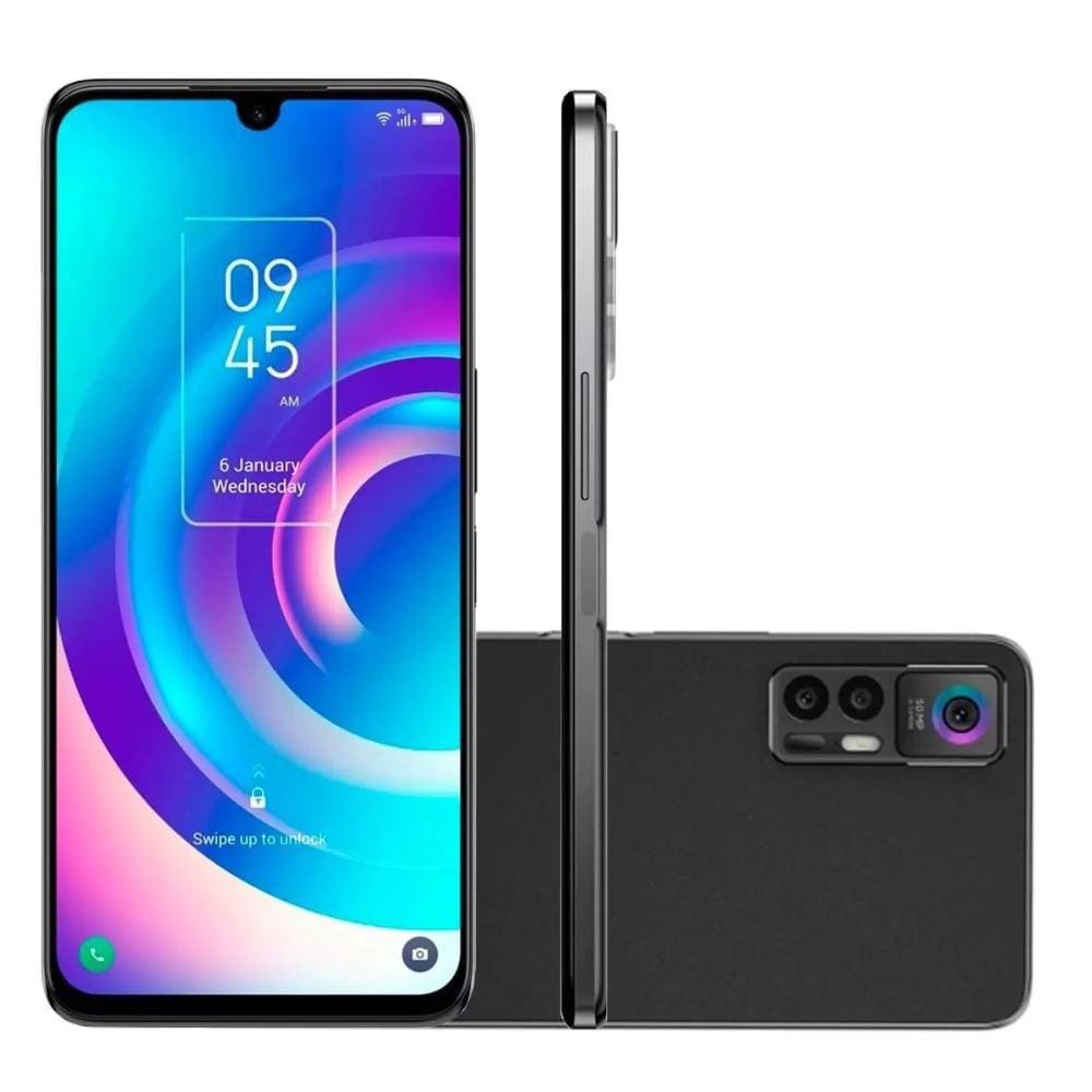 Smartphone TCL 30 5G Dual Tela 6.7, 128GB 4GB RAM Octa-Core Câmera Tripla 50MP + Selfie 13MP + Capa + Película - Preto