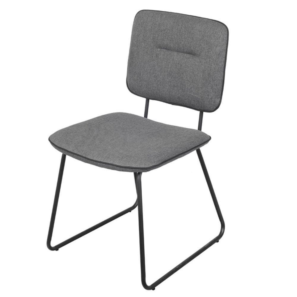 Cadeira Batur Assento em Espuma Revestimento em Linho Cinza Base Aço