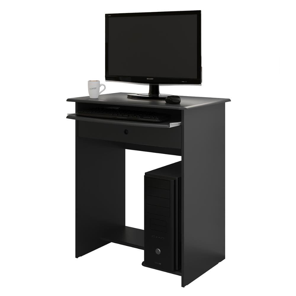 Mesa de Computador Prática 1 Gaveta Organizadora Compartimento CPU Base Teclado e Mouse Retrátil - Preto - RPM Móveis