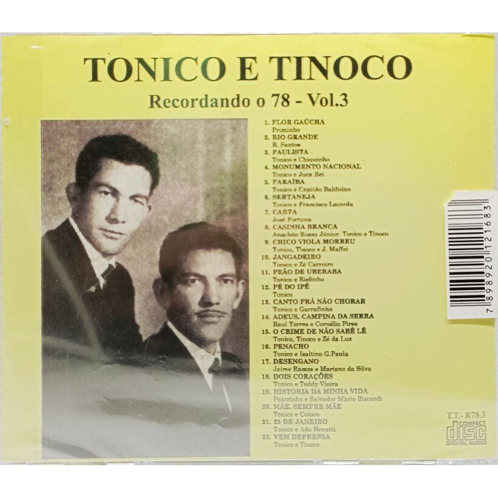 Cd Tonico E Tinoco - Recordando O 78 Nº3