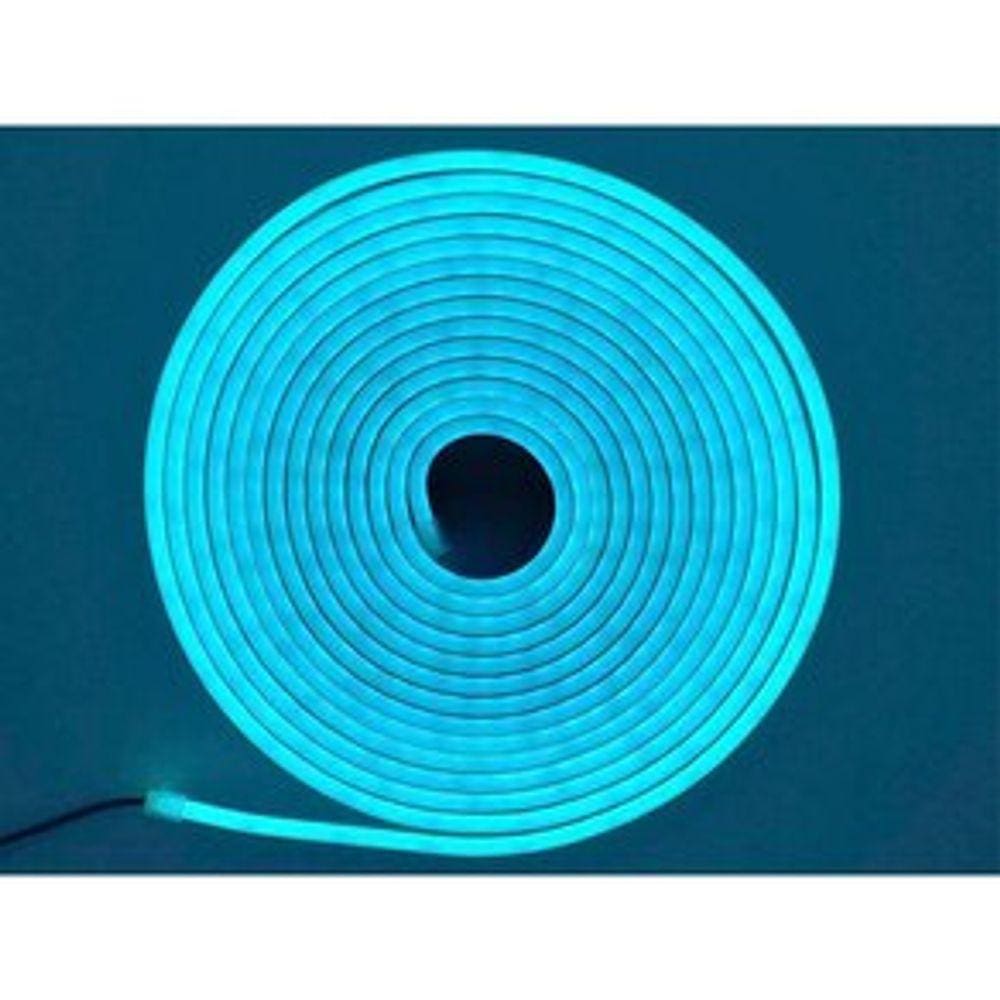 Fita Led Neon 5m Rolo 2835 Flex 12v Alto Brilho cor azul claro