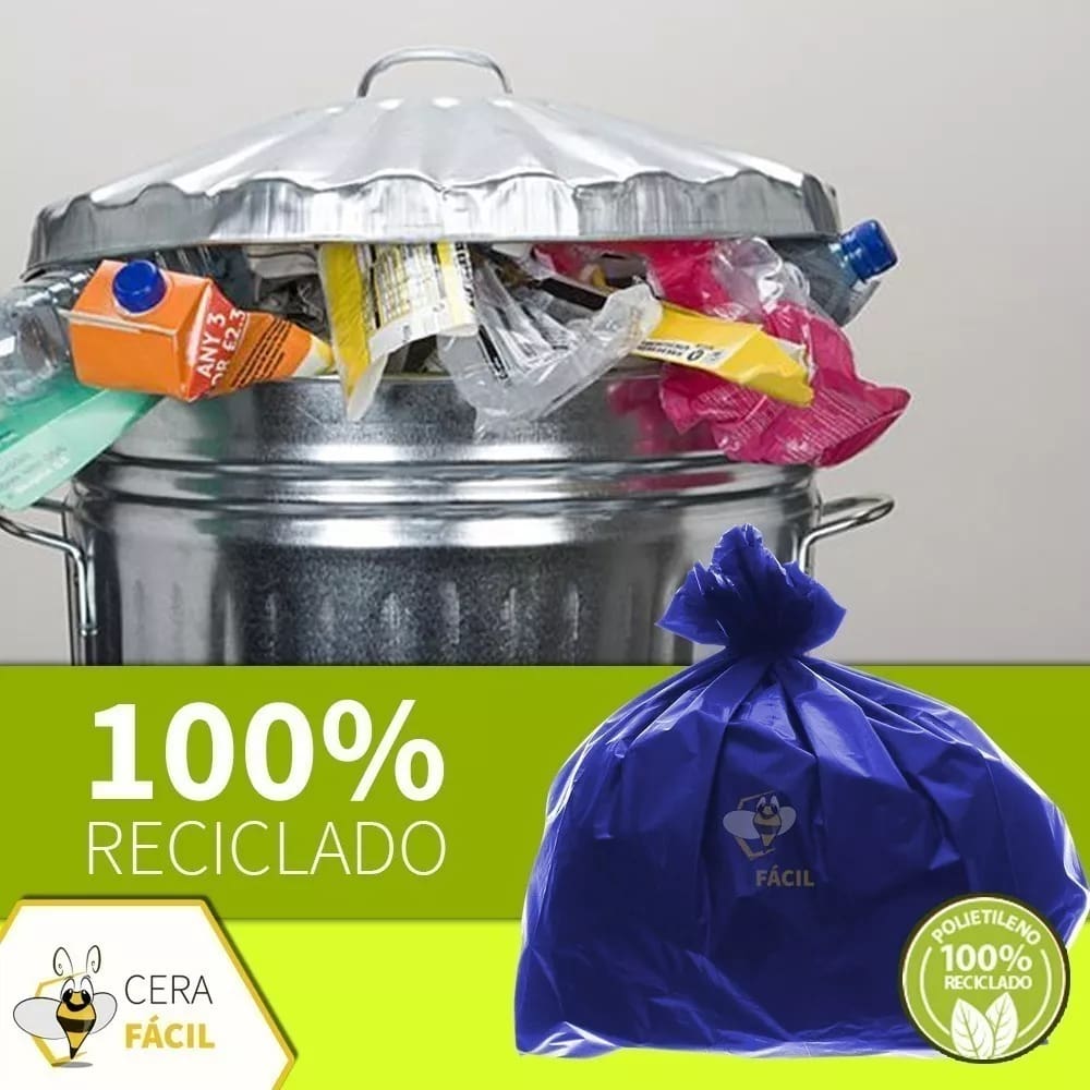 Saco de Lixo 0,025mm 100 Litros Azul 20un Cera Fácil