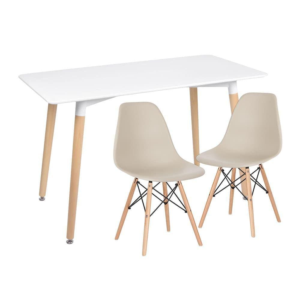 Mesa de jantar retangular Eames 60 x 120 cm + 2 cadeiras Eiffel DSW