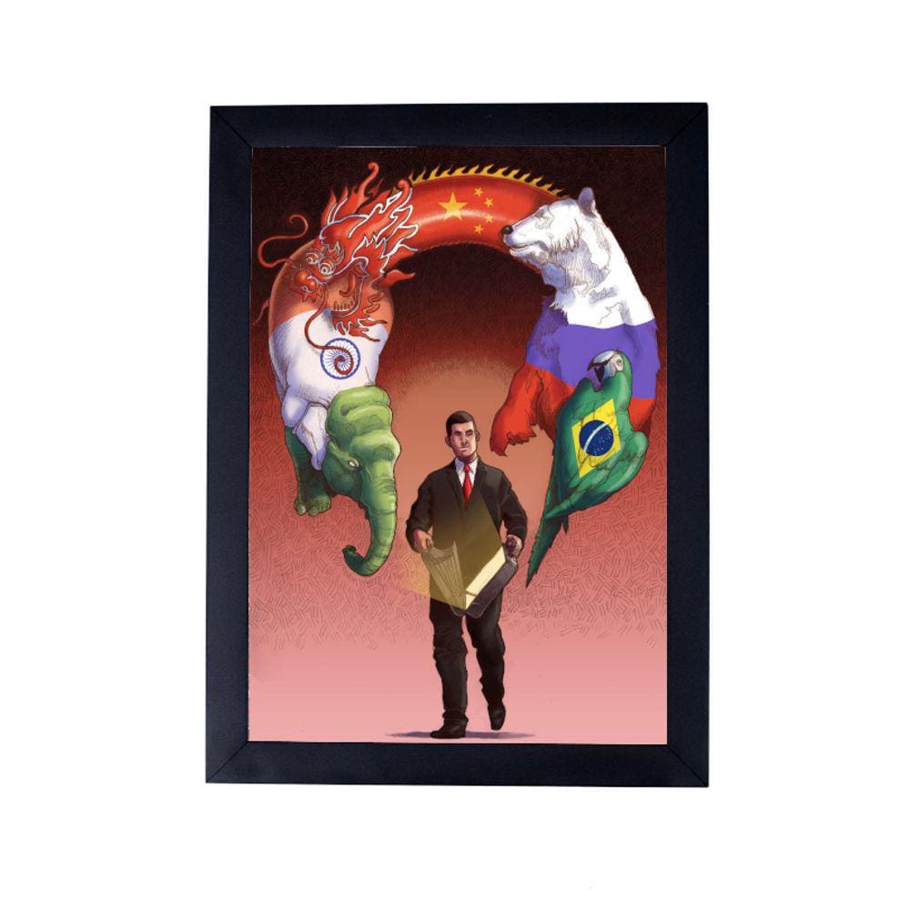 Lindo presente quadro decoração geopolitica BRICS P8366