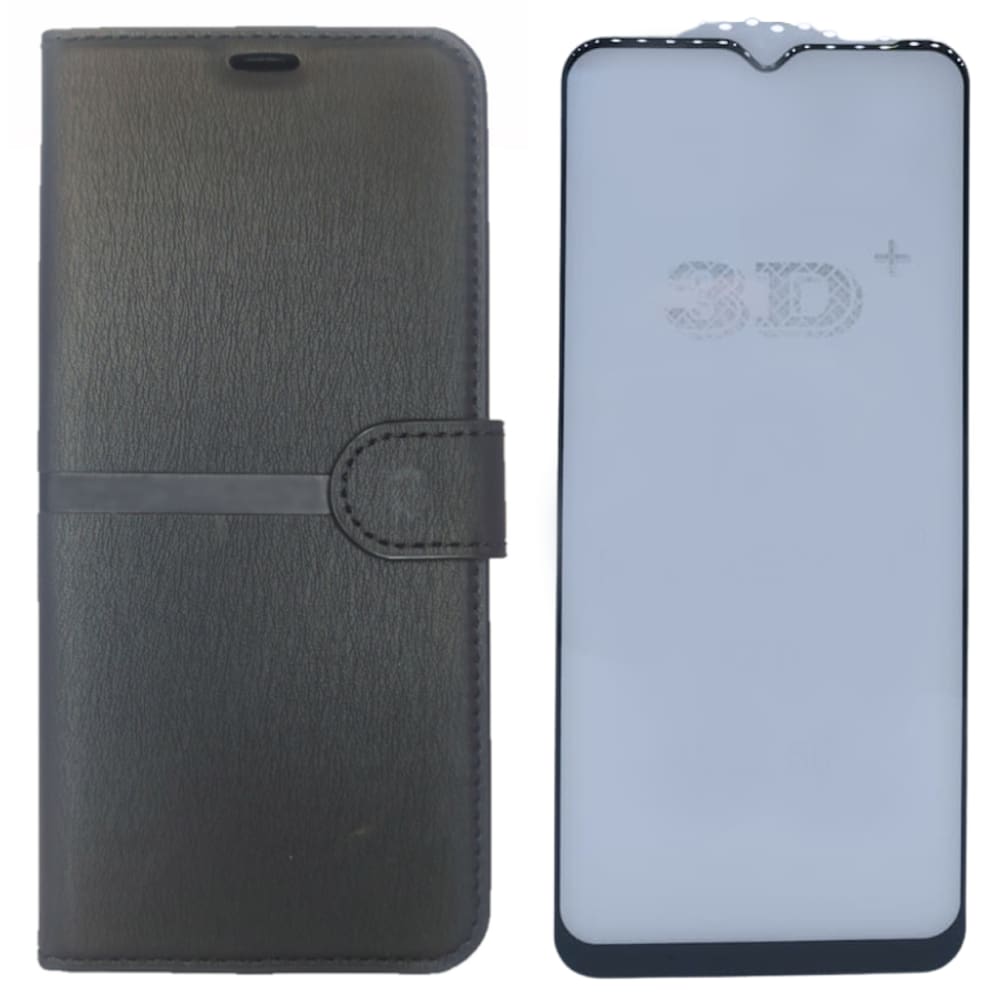 Kit Capa Carteira Compatível c/ Samsung A14 + Película 3D