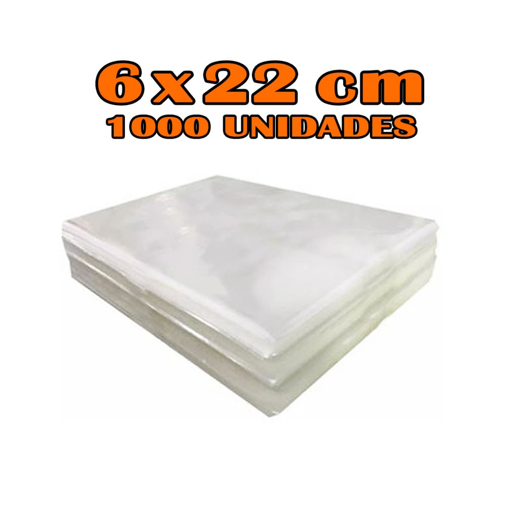 Saco Plástico Transparente Cristal 6x22 1000 Unidades PP