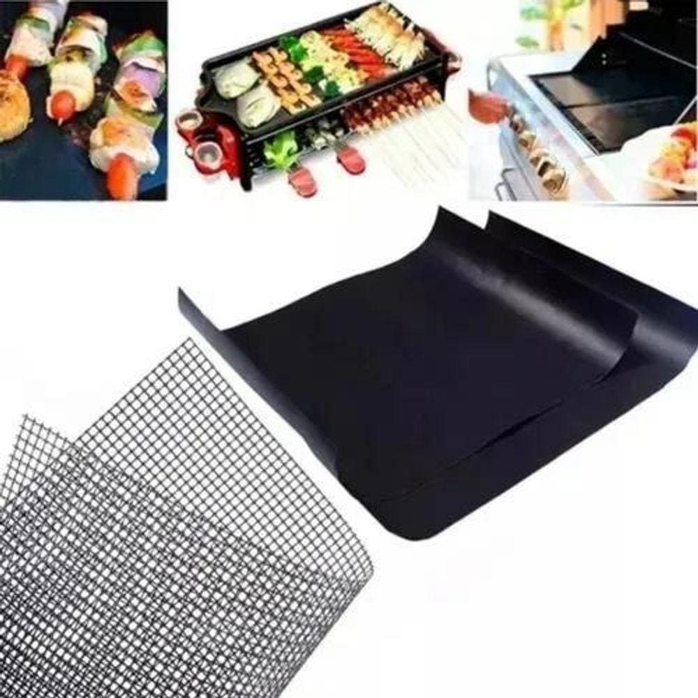 Tela Manta Grelha Teflon Churrasco 4 Unid Lisa Perfurada