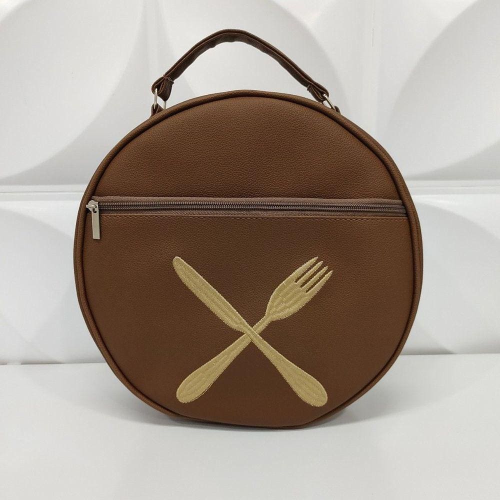 Porta Pratos Personalizado Talheres Marrom - Coutre Bolsas