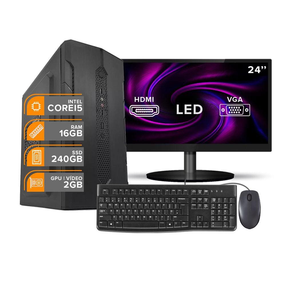 Computador Completo i7 6Ger 16Gb SSD240Gb Monit24 Video 2Gb