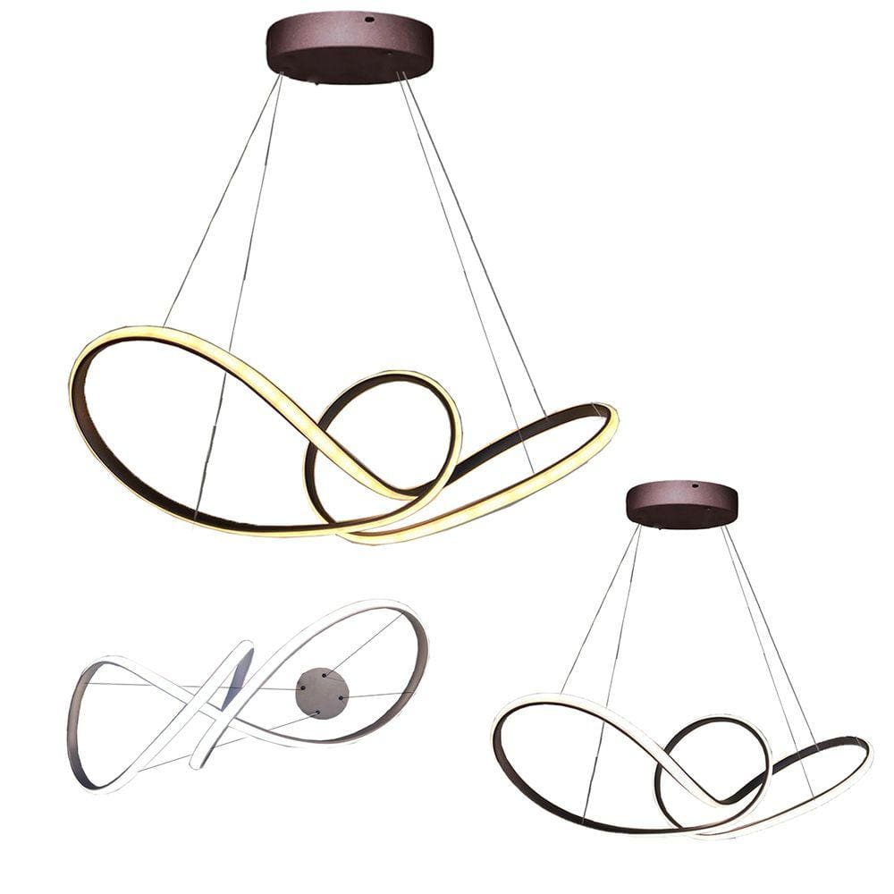 Lustre Pendente Aneis 3 em 1 Arco Infinito 49W LED Pendente Teto Luxo Recepçao Sala de Jantar Quarto Comercial Residencial Decoraçao Luz Ambiente