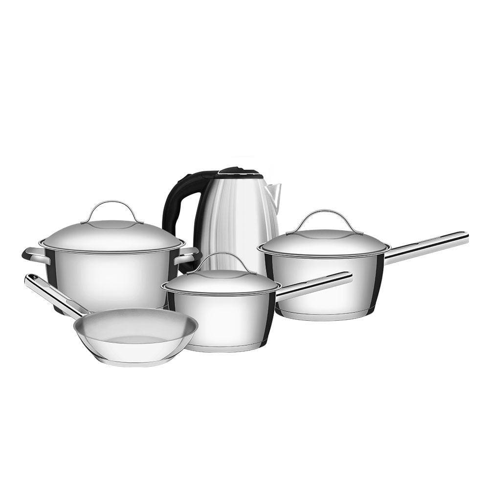 Conjunto de Panelas Allegra Inox 4 Peças E Chaleira Elétrica ECH01 1,8L 220v - Eos