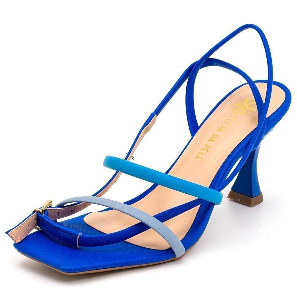 Sandália Feminina Salto Taça Bico Quadrado Tira Fina Estilo