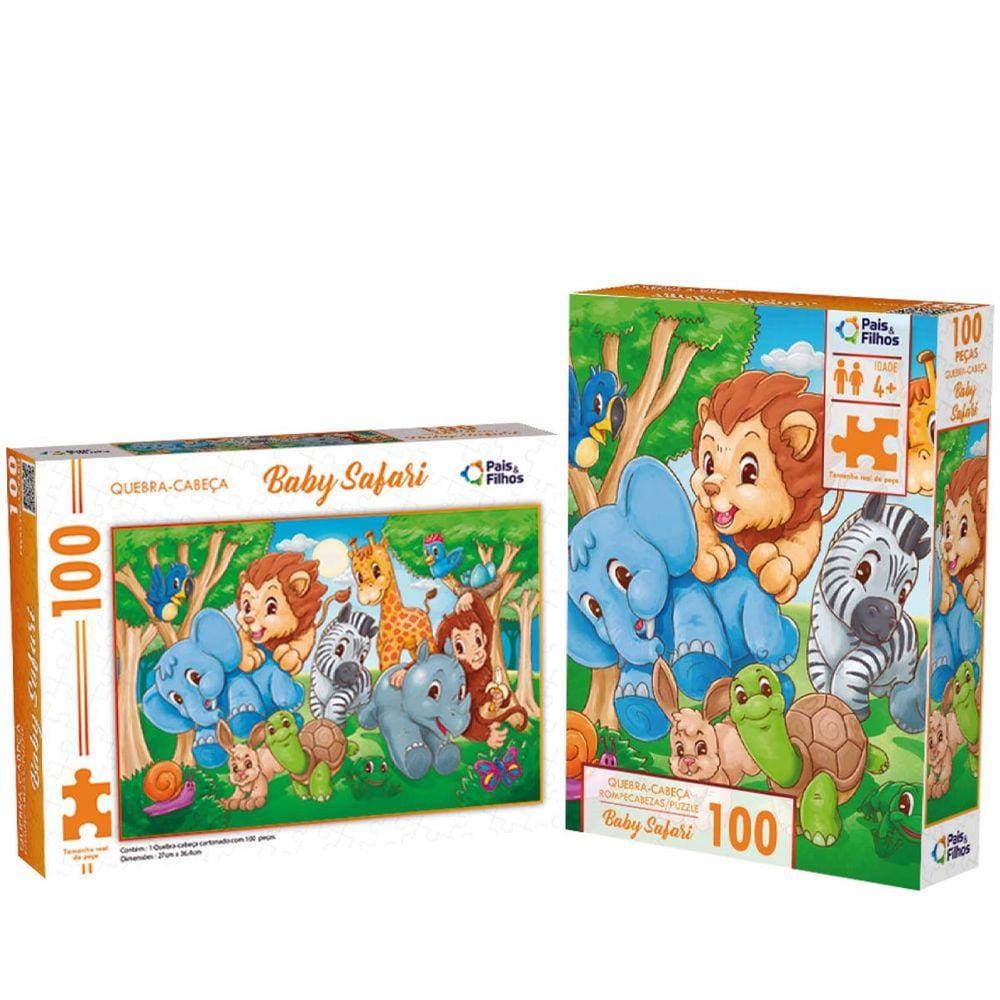 Quebra Cabeça 24 Peças Baby Safari Animais Infantil Educativo