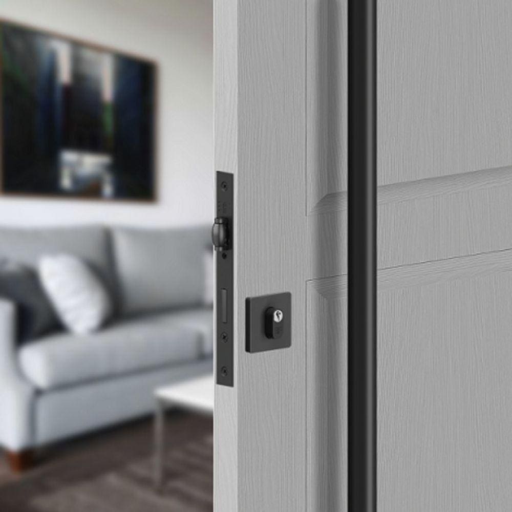 Fechadura Rolete Roseta Quadrada - Preto Fosco