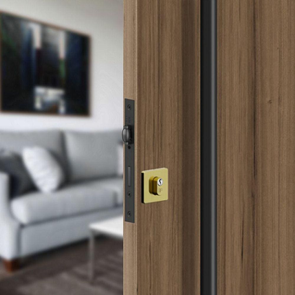 Fechadura Rolete Roseta Quadrada - Latonado Oxidado