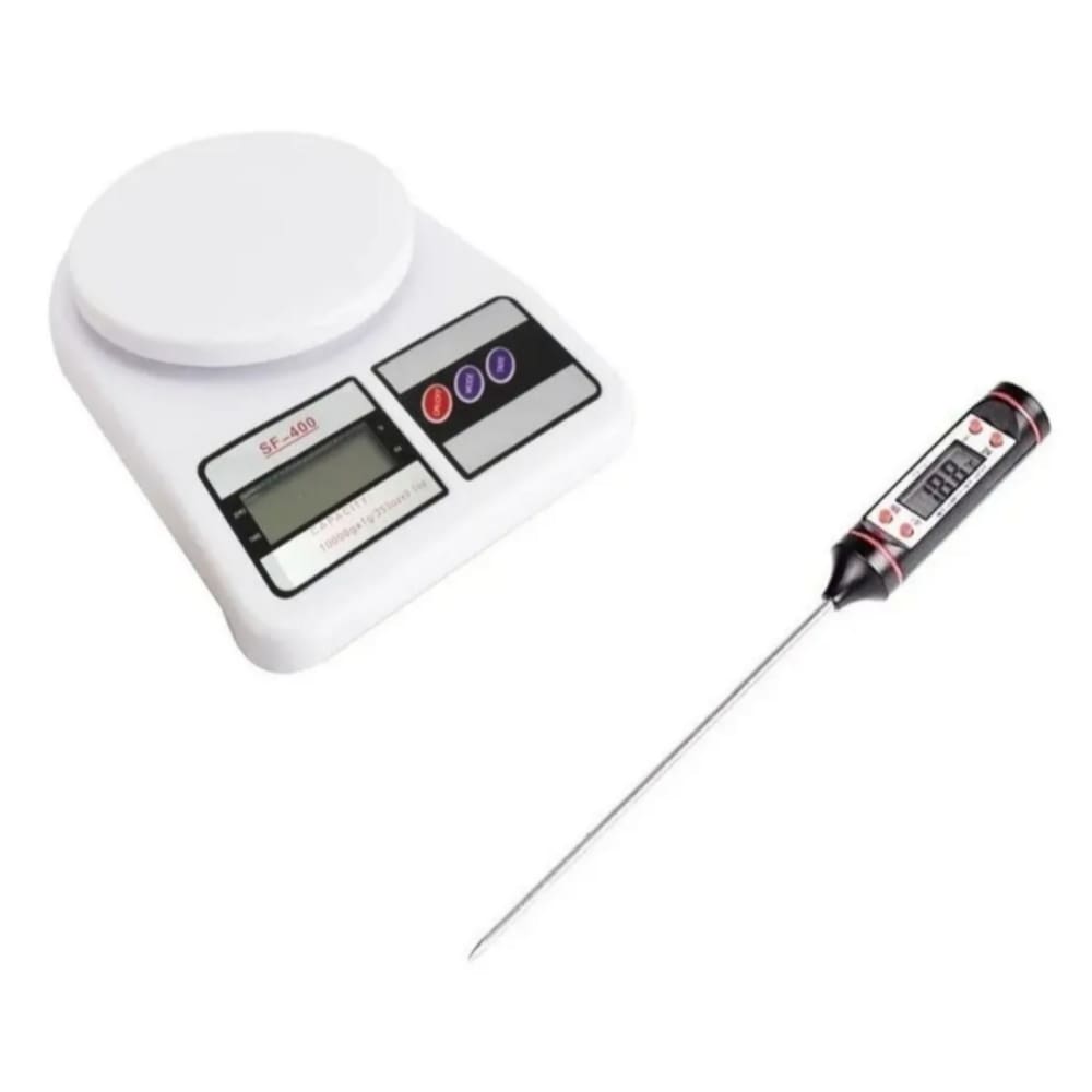 Balança Cozinha 10 Kgs + Termômetro Digital P/ Alimentos