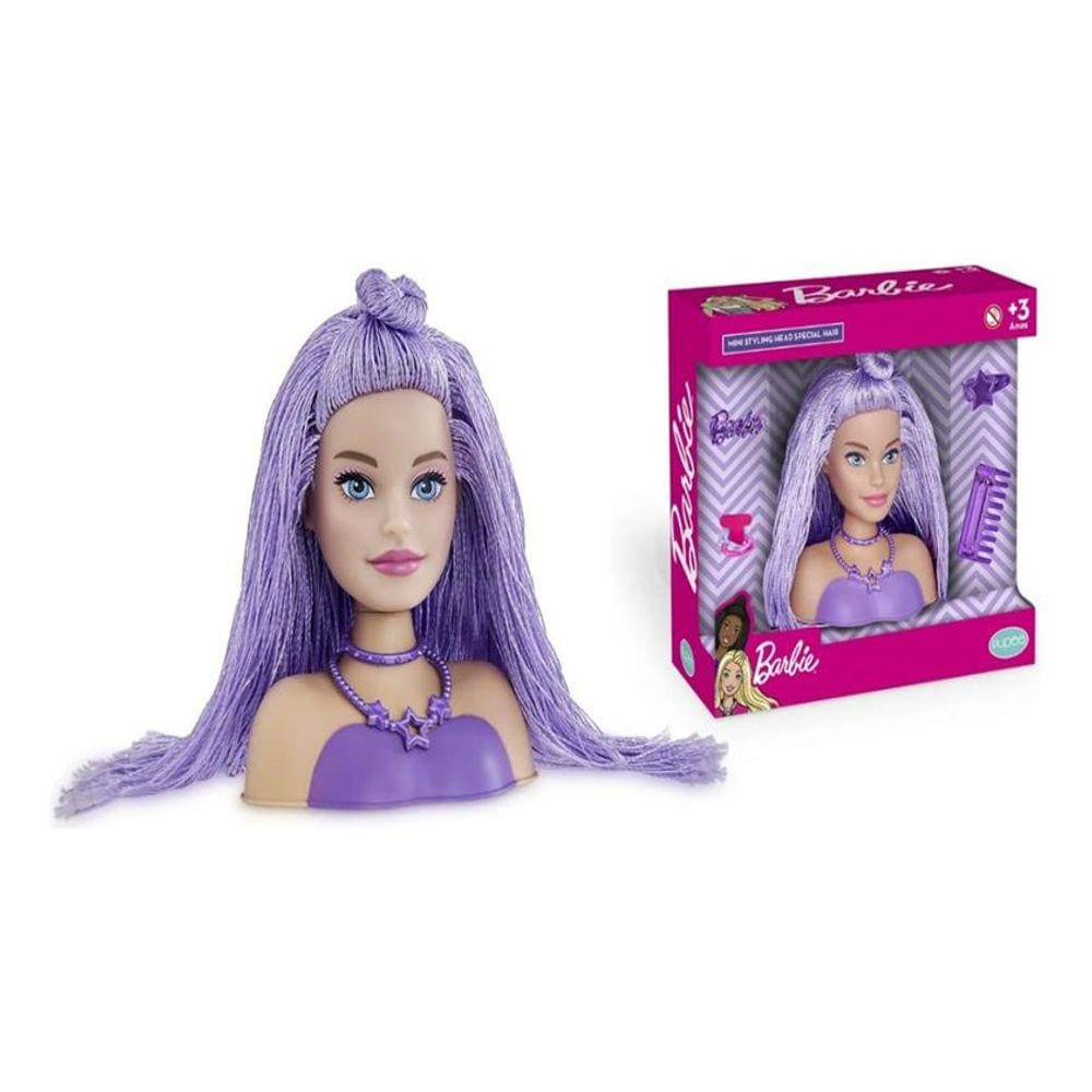Mini Barbie Busto Styling Head Special Hair Lilás Mattel