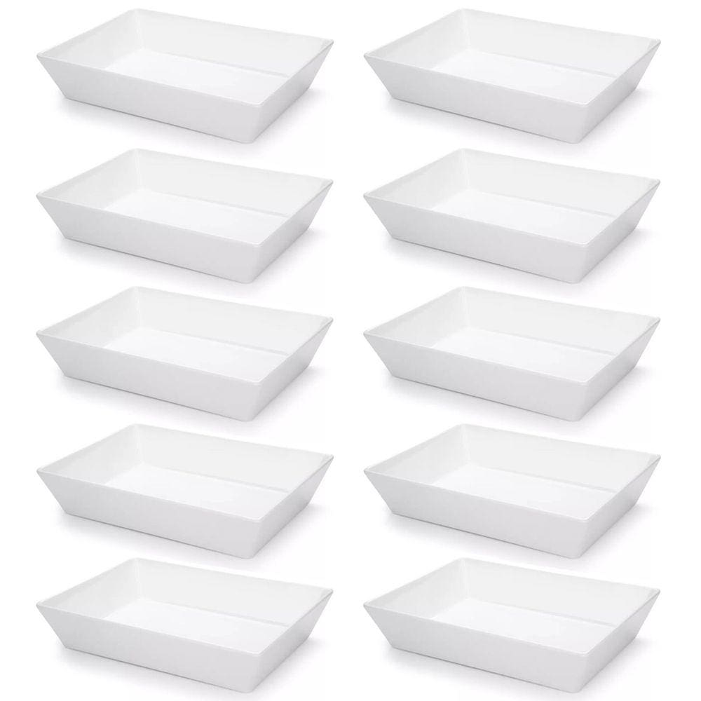 Kit 10 Travessa Retangular 2,2l Branco Servir a Mesa Salada Sobremesa Risoto Petisco Coza