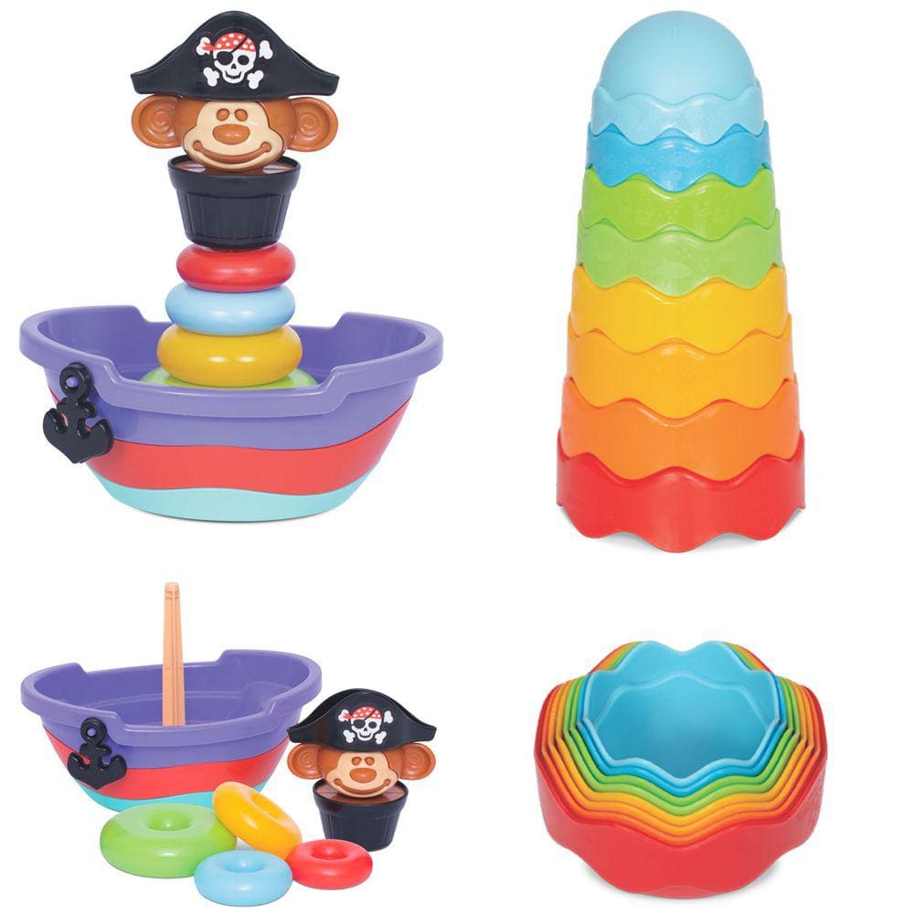 Kit Brinquedos Bebes + 6 meses Didático e Educativo Empilhar
