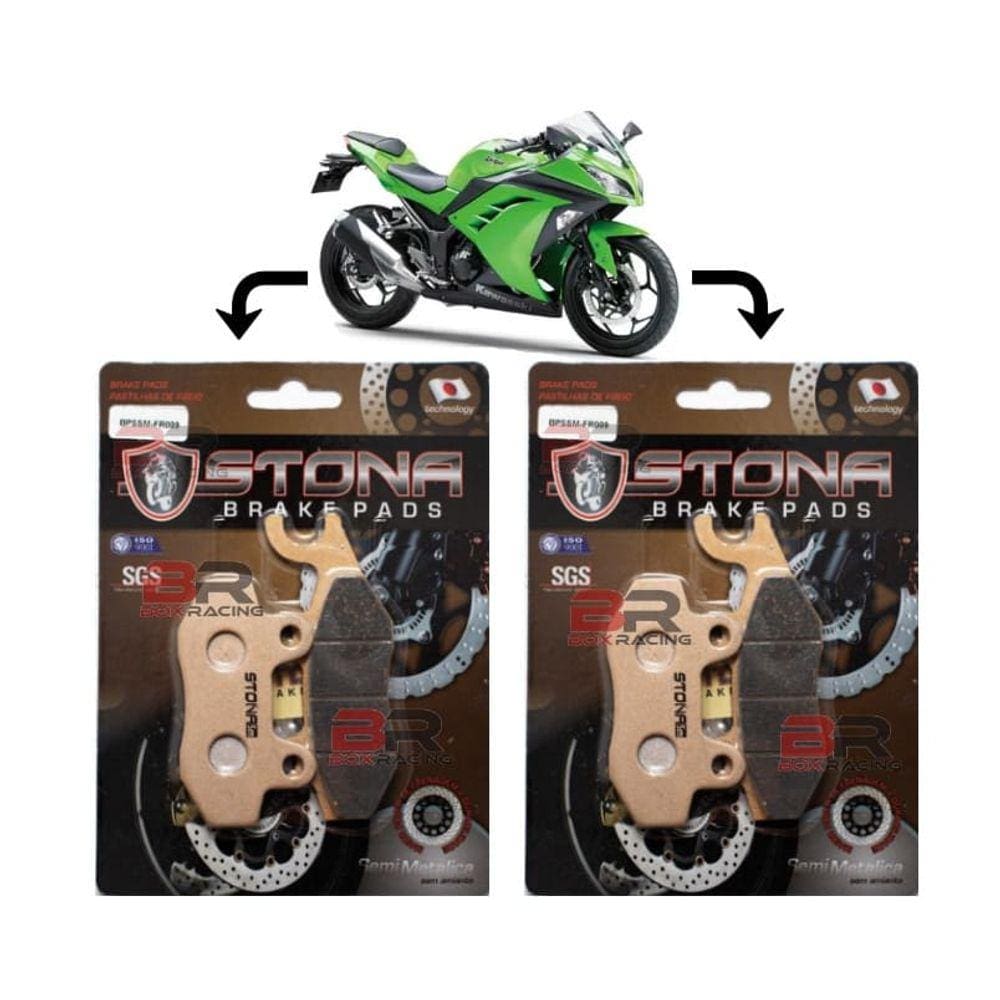 Kit Pastilha Freio Stona Dianteiro E Traseiro Ninja 250 300