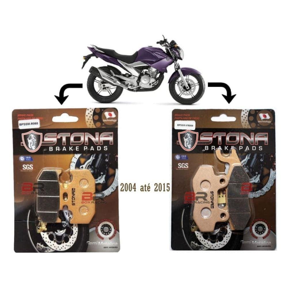 Kit Pastilha Freio Stona Dianteiro Traseiro Fazer 250 04-15
