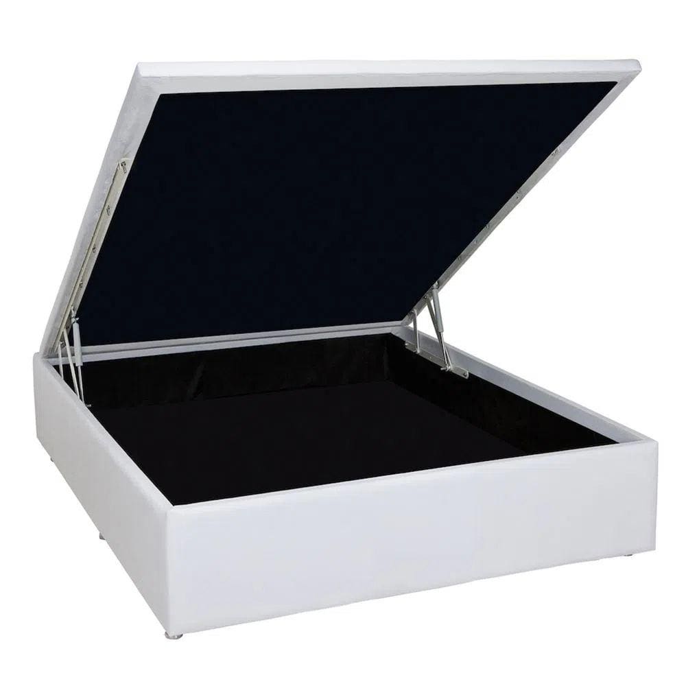 Box Baú Casal Suede Branco  138X188
