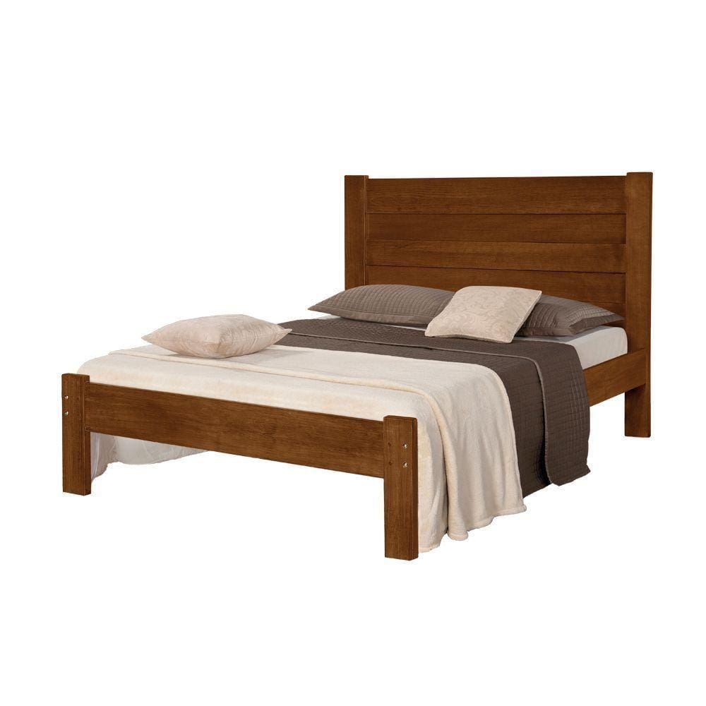 Cama De Casal Box Castanho Lara - Cor: Marrom