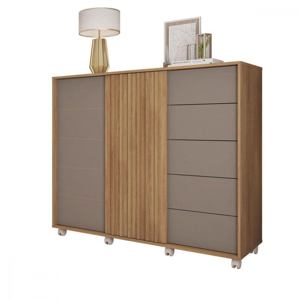 Cômoda Com 5 Gavetas 2 Portas Pegasus com Rodízios Caemmun