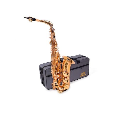 imagem-Sax Alto Eb Laqueado Dominante Dourado c/ Case e Kit Limpeza