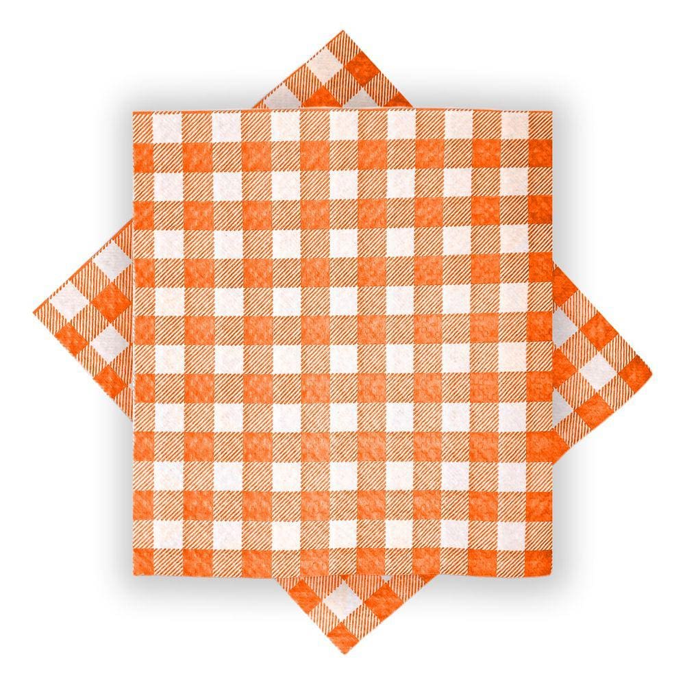Guardanapo de Papel Xadrez Laranja 30cm x 31cm - 50 Unidades