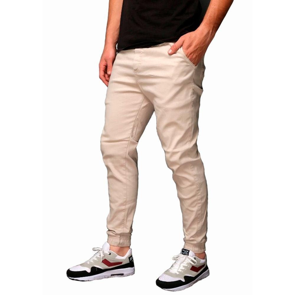 Calça Jogger Plus Size Sarja Masculina Skinny Com Punho S01plus