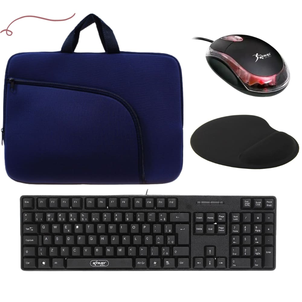 Kit Capa Para Notebook Maleta Pasta + teclado Mouse Pad Suporte Para Not